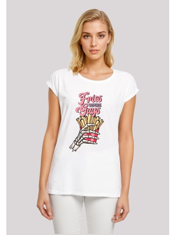 F4NT4STIC Extended Shoulder T-Shirt Anti Valentinstag Fries in weiß