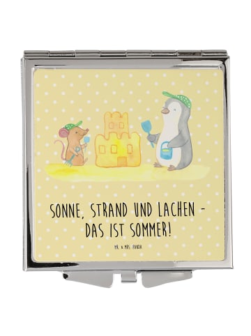 Mr. & Mrs. Panda Taschenspiegel klappbar Sommerfreude mit Spruch in Gelb Pastell