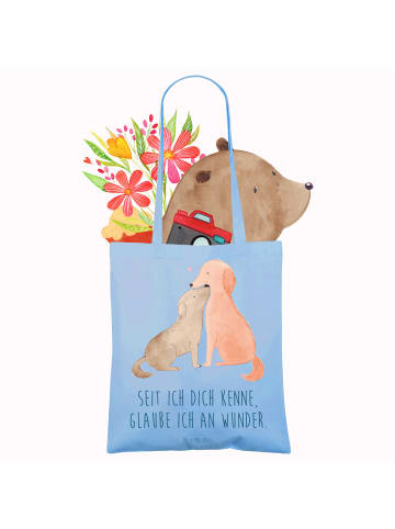 Mr. & Mrs. Panda Tragetasche Hunde Liebe mit Spruch in Sky Blue
