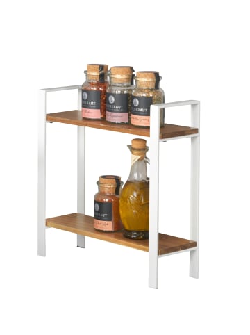 Wenko Zweistufiges Küchenregal für die Arbeitsplatte LOUISA in Braun, 20 x 33 x 32 cm