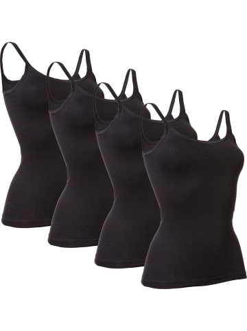 Con-ta Baumwolle, Feinripp Unterhemd 4er-Pack in schwarz