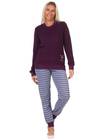 NORMANN Frottee langarm Schlafanzug Bündchen Pyjama - 82631 in beere