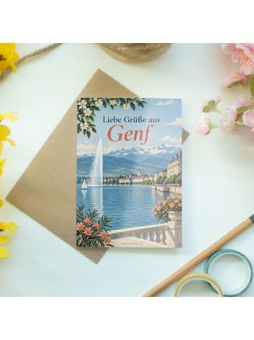Grußkarte Stadt modern Design mit Spruch in Weiß
