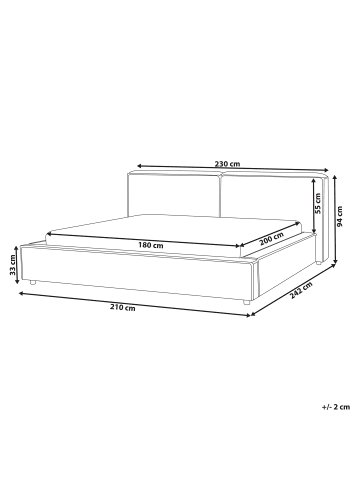Beliani Doppelbett LINARDS in Weiß/Schwarz - (W) 230 x (H) 94 x (L) 242 cm
