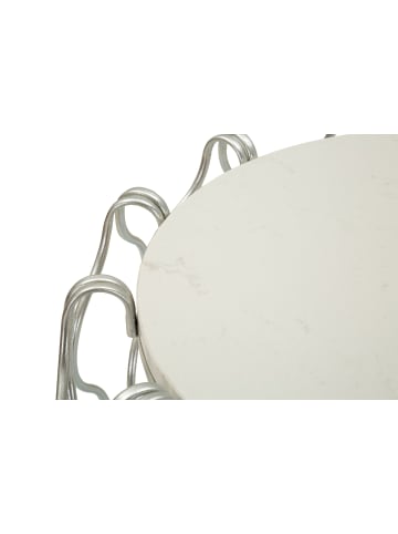 Mauro Ferretti Couchtisch aus silberfarbenem Metall, Ø 47,5 x 61,5 cm