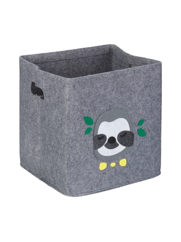 relaxdays Kinder-Aufbewahrungsbox "Faultier" in Grau - (B)33 x (H)33 x (T)33 cm