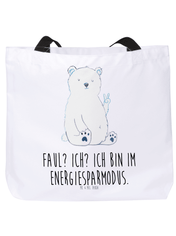 Mr. & Mrs. Panda Umhängetasche Eisbär Faul mit Spruch in Weiß