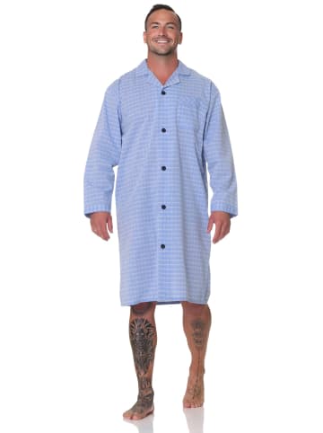 NORMANN Langarm Nachthemd gewebt - 88889 in hellblau