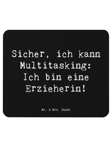 Mr. & Mrs. Panda Mauspad Spruch Erzieherin Multitasking mit Spruch in Schwarz