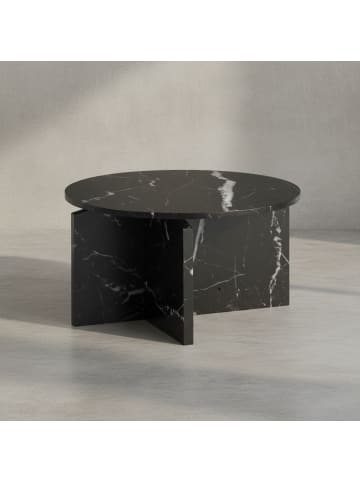 KADIMA DESIGN Couchtisch 70x70x33 cm Sofatisch in Marmor-Optik Modern, in Schwarz