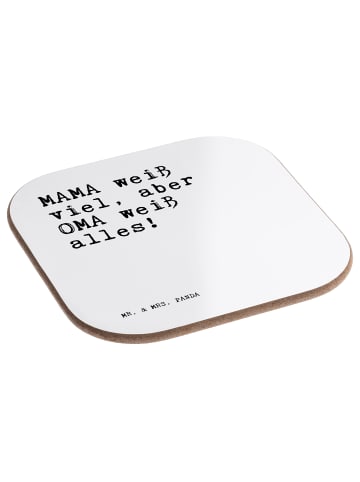 Mr. & Mrs. Panda Flaschenuntersetzer MAMA weiß viel, aber... mit... in Weiß