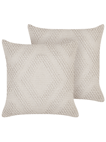 Beliani 2er-Set Dekokissen CATALPA in Weiß