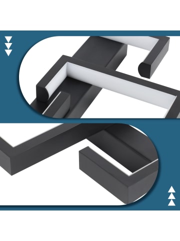 ZMH Deckenleuchte LED in Schwarz 19W Modern Warmweiß 3000K Geometrie Design L 30CM