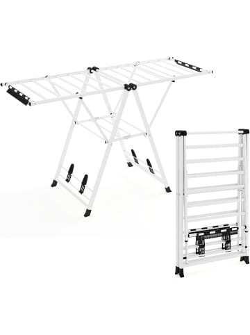 COSTWAY Wäscheständer 163cm klappbar mit verstellbaren Flügeln in Weiß