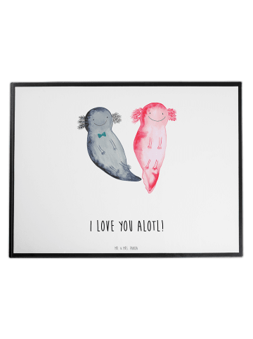 Mr. & Mrs. Panda Schreibtischunterlage Axolotl Liebe mit Spruch in Weiß