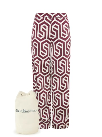 DreiMaster Klassik Stoffhose + Shopping Bag - Set in Wollweiss Bordeaux