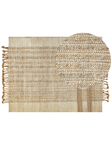 Beliani Geflochtener Teppich ORTAOBA in Beige - (W) 160 x (H) 1.5 x (L) 230 cm