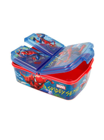 Spiderman Marvel Kinder Premium Brotdose Lunchbox mit 3 Fächern in Blau