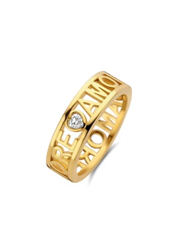 Ti Sento Milano Ring "Amore mit Zirkonia vergoldet" in Gold