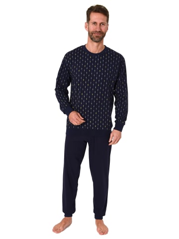 NORMANN Schlafanzug langarm Pyjama print in navy
