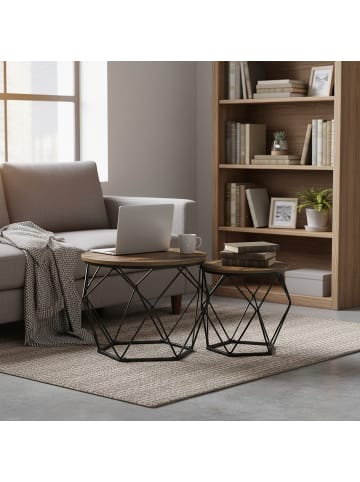 relaxdays 2-tlg. Couchtisch-Set in Braun/ Schwarz