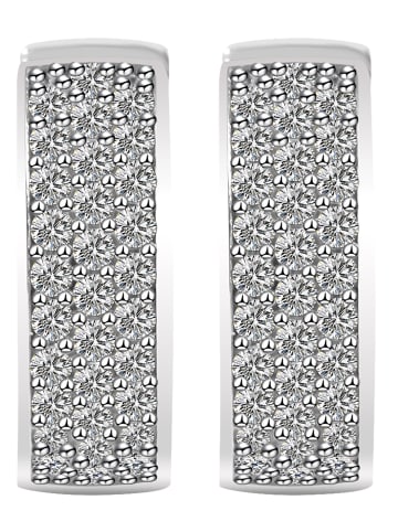Adeliás Damen Ohrringe – Klappcreole aus 925 Silber mit Zirkonia in silber