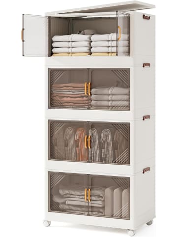 COSTWAY Aufbewahrungsbox mit Deckel 4 tlg. 65 cm breite in Weiß