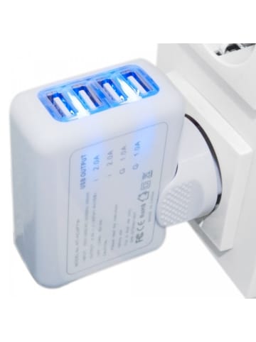 COFI 1453 4-fach Stromadapter Netzteil USB Ladegerät kompatibel mit in Weiß
