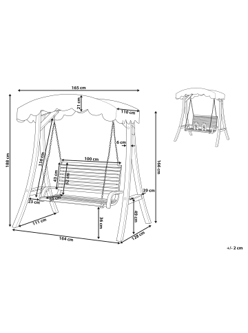 Beliani Gartenschaukel ANDRIA in Braun/Beige - (W) 164 x (H) 188 x (L) 128 cm
