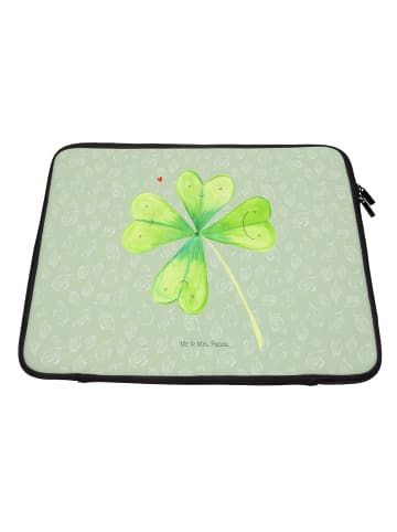 Mr. & Mrs. Panda Laptop Tasche Blume Kleeblatt ohne Spruch in Blattgrün