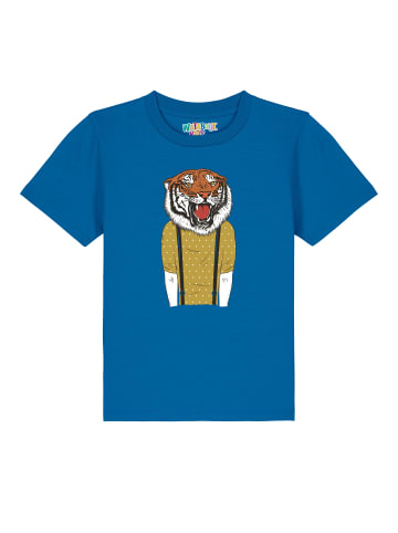 wat? Apparel T-Shirt Tiger Head in Blau