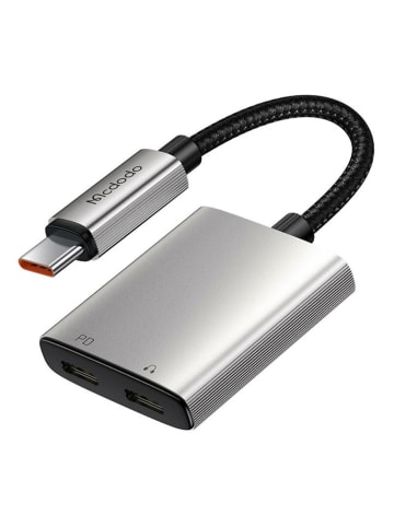 Mcdodo Mcdodo 2 in 1 Audio-Adapter USB-C auf 2x USB-C Laden und in Silber