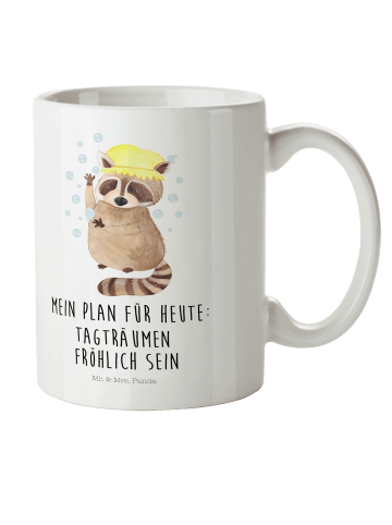 Mr. & Mrs. Panda Kindertasse Waschbär mit Spruch in Weiß