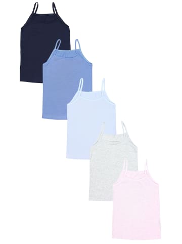 TupTam Mädchen Unterhemd Spaghettiträger Top 5er Pack in blau/grau