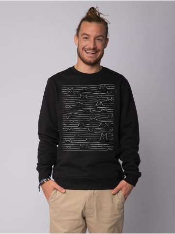 wat? Apparel Sweatshirt Doodle Cats in Schwarz