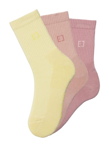 ELBSAND Socken in 1x rosa, 1x apricot, 1x gelb