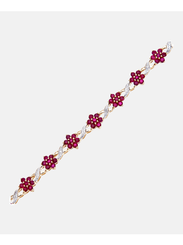 Diamant L'éternel Armband aus 375 Gelbgold mit Diamant mit Rubin Blumen-Design