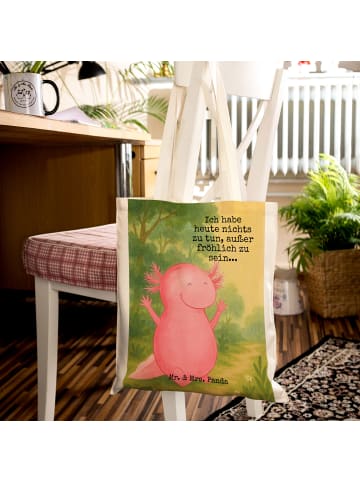 Mr. & Mrs. Panda Tragetasche Axolotl Hurra Design mit Spruch in Weiß