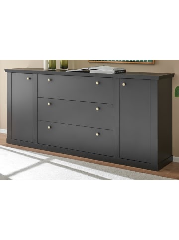 Furn.Design Sideboard schwarz matt, Eiche Landhaus 205 cm, Kommode mit Soft-Close