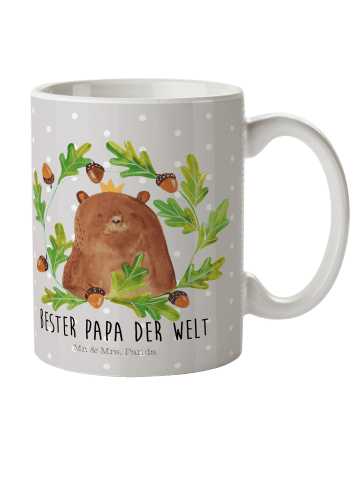 Mr. & Mrs. Panda Kindertasse Bär König mit Spruch in Grau Pastell