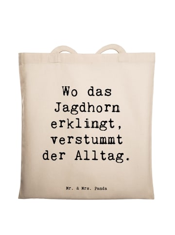 Mr. & Mrs. Panda canvas tasche Spruch Jagdhorn Melodie mit Spruch in Creme