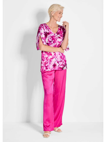 GOLDNER Viskosebluse mit floralem Design in pink / weiß / geblümt