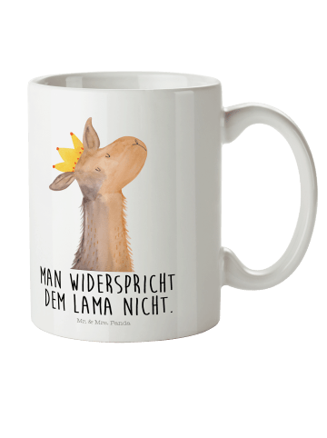 Mr. & Mrs. Panda Kindertasse Lamakopf König mit Spruch in Weiß
