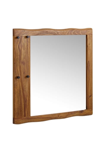 FineBuy Spiegel in Braun / Sheesham / 80x3x80