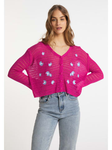 myMo Damen Cropped Strickjacke in Pink