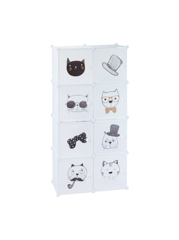 relaxdays Steckregal Katzen in Weiß - (B)74 x (H)145 x (T)36,5 cm