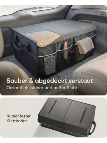 Praknu Kofferraum-Organizer mit Deckel 55 cm – Faltbar – 45L