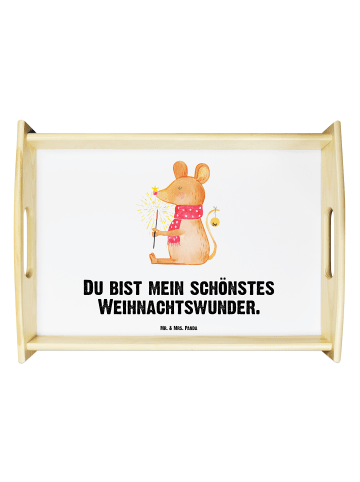 Mr. & Mrs. Panda Serviertablett Maus Weihnachten mit Spruch in Weiß