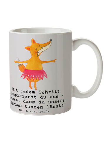 Mr. & Mrs. Panda Geschenktasse Tanzen Trainerin Herz mit Spruch in Grau Pastell