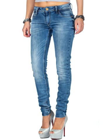 Cipo & Baxx Damen Slim Fit Hose Stonewashed in Blue
